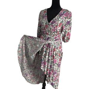 Anthropologie Sunday Mi Amor Floral Dress Size‎ S Asymmetrical Cottage Feminine